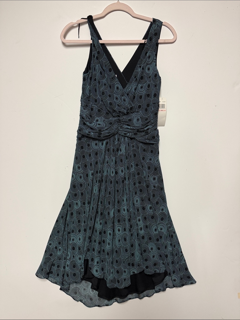 London Times Black and Teal Patterned Dress